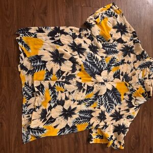 RAGA Men's Casual Button Down Shirt - Yellow, Black, Cream Floral